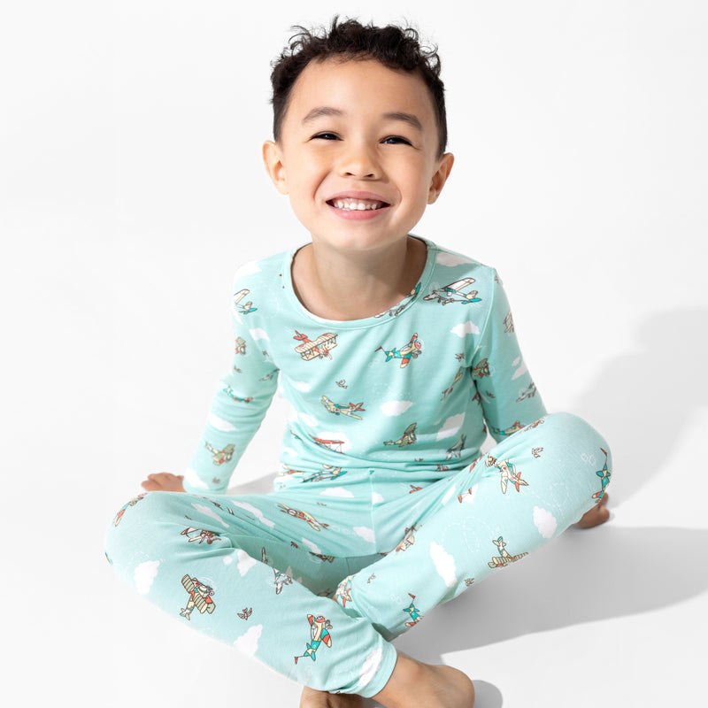 Vintage Airplanes Bamboo Kids Pajamas