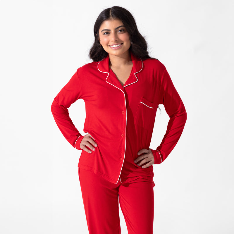 Winterberry Red Bamboo Women's Trim PJ Set