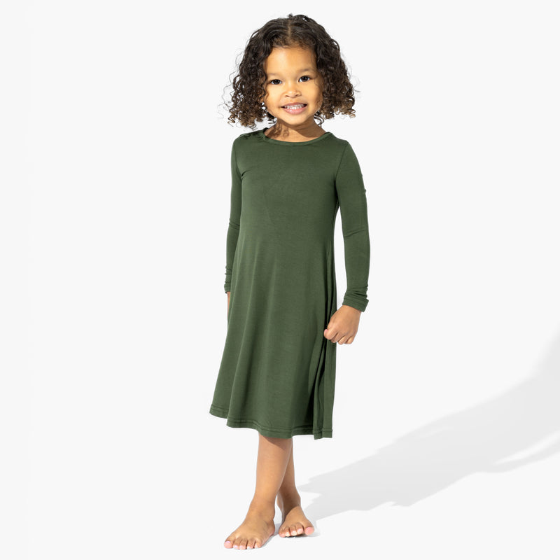 Evergreen Bamboo Girls' Long Sleeve Dress