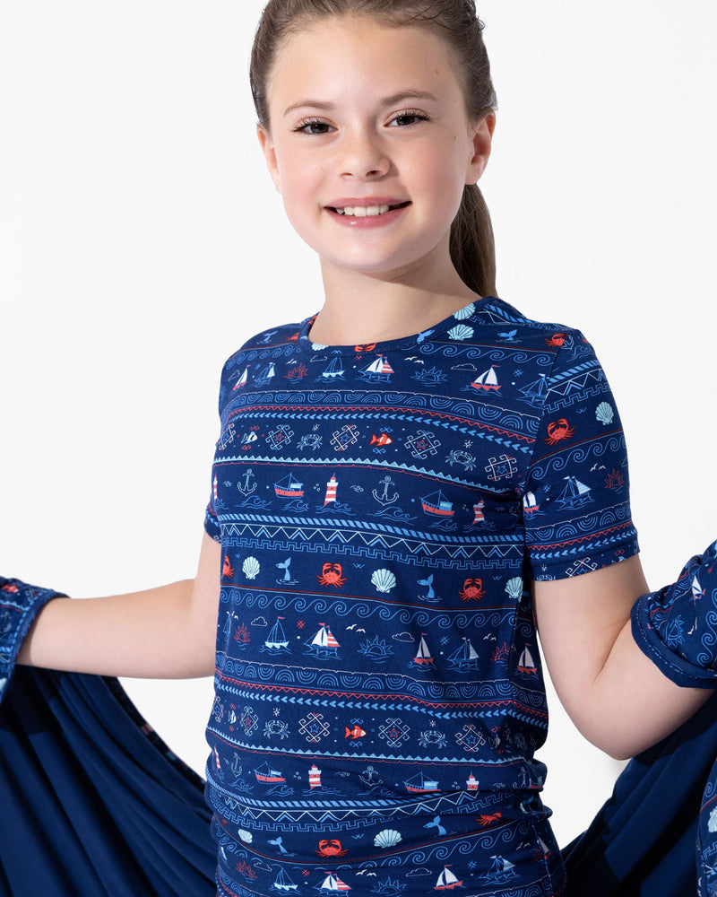 Sail Away Fair Isle Bamboo Kids Pajama Short Set