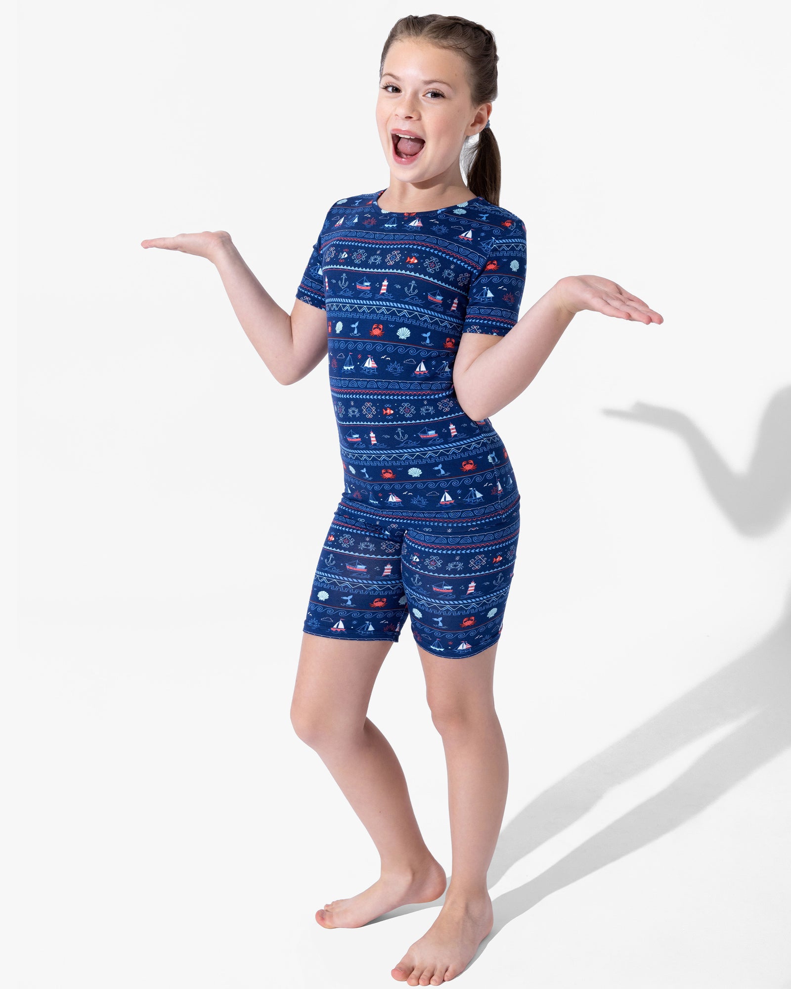 Sail Away Fair Isle Bamboo Kids Pajama Short Set