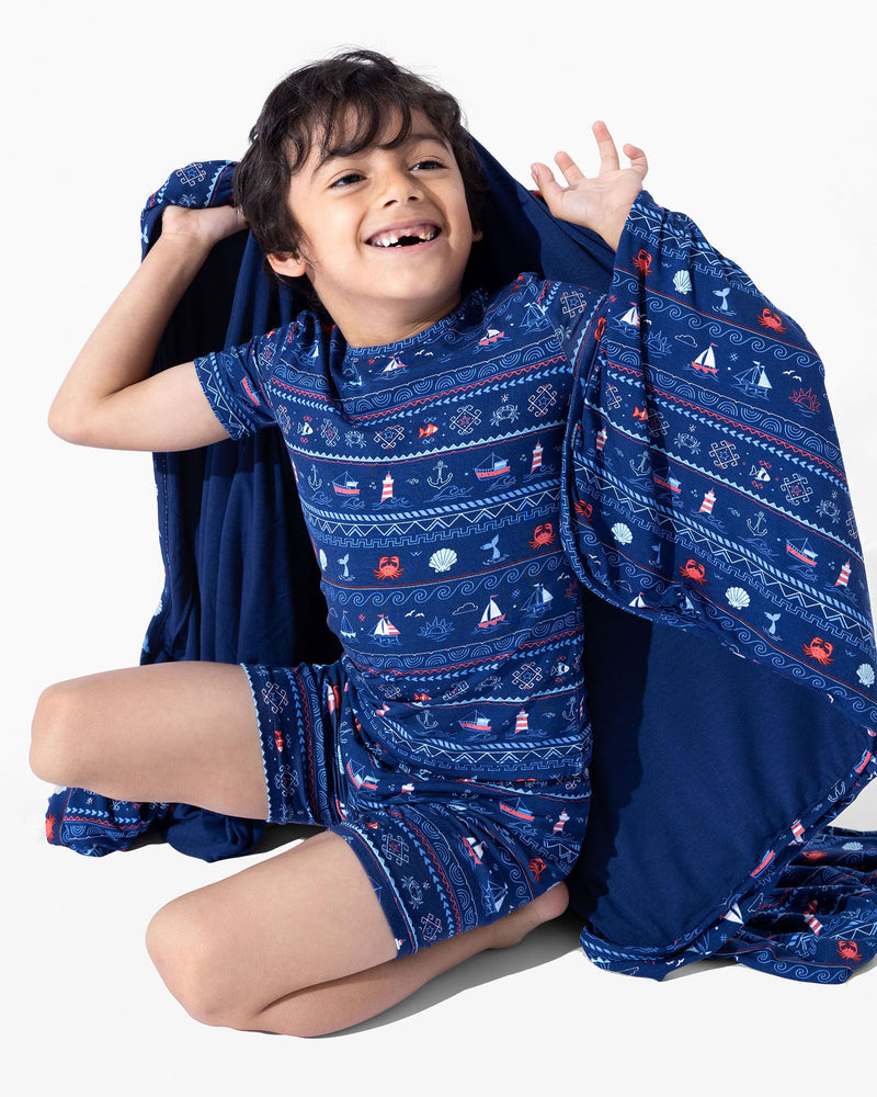 Sail Away Fair Isle Bamboo Kids Pajama Short Set