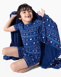 Sail Away Fair Isle Bamboo Kids Pajama Short Set