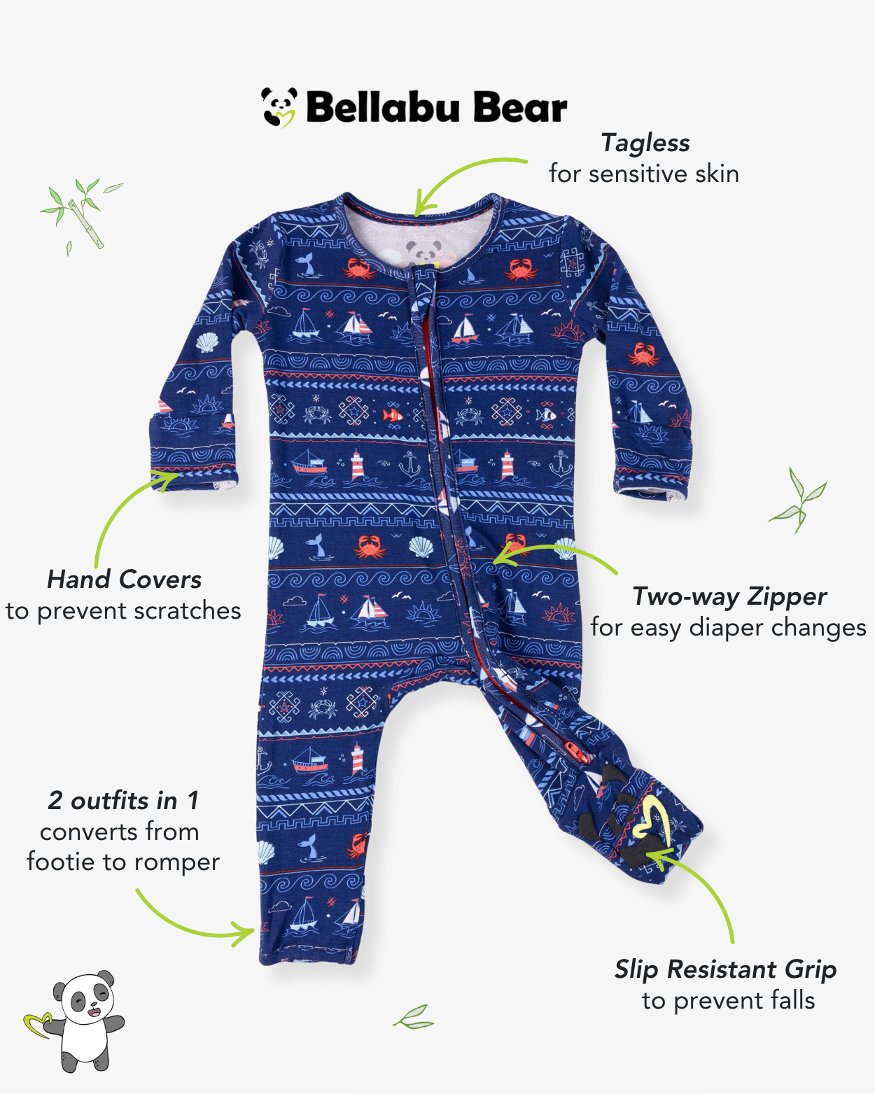 Sail Away Fair Isle Bamboo Convertible Footie