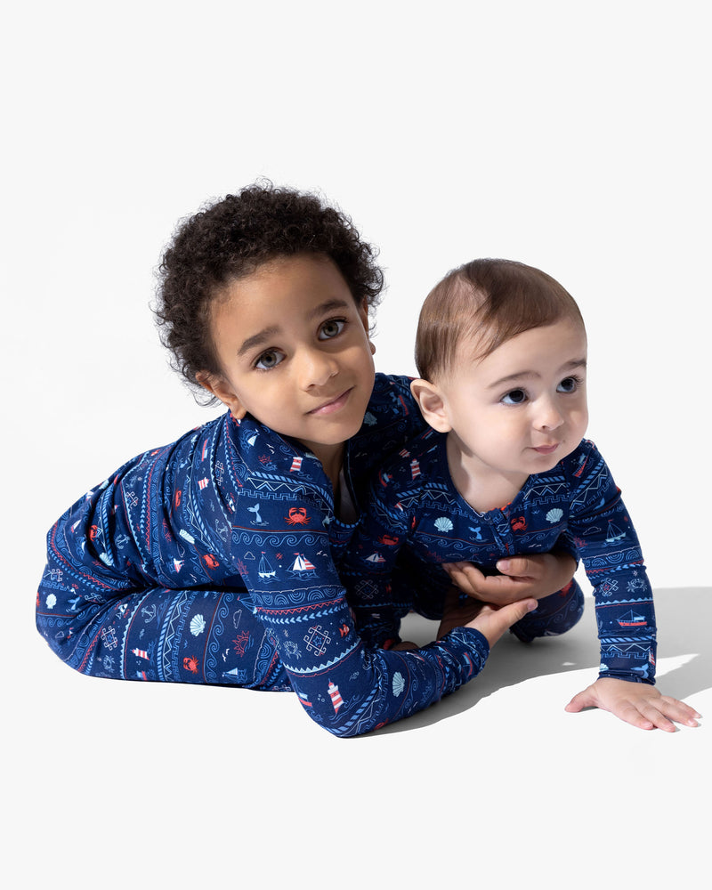 Sail Away Fair Isle Bamboo Kids Pajamas