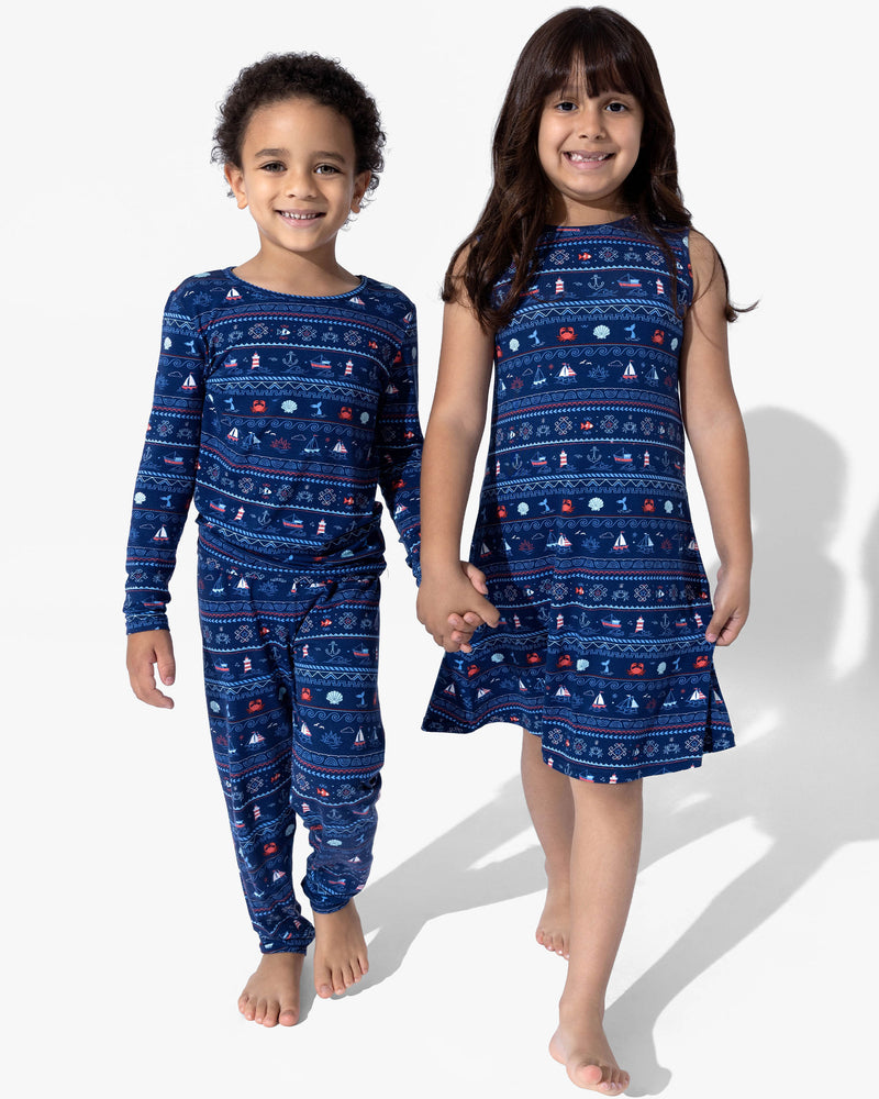 Sail Away Fair Isle Bamboo Kids Pajamas