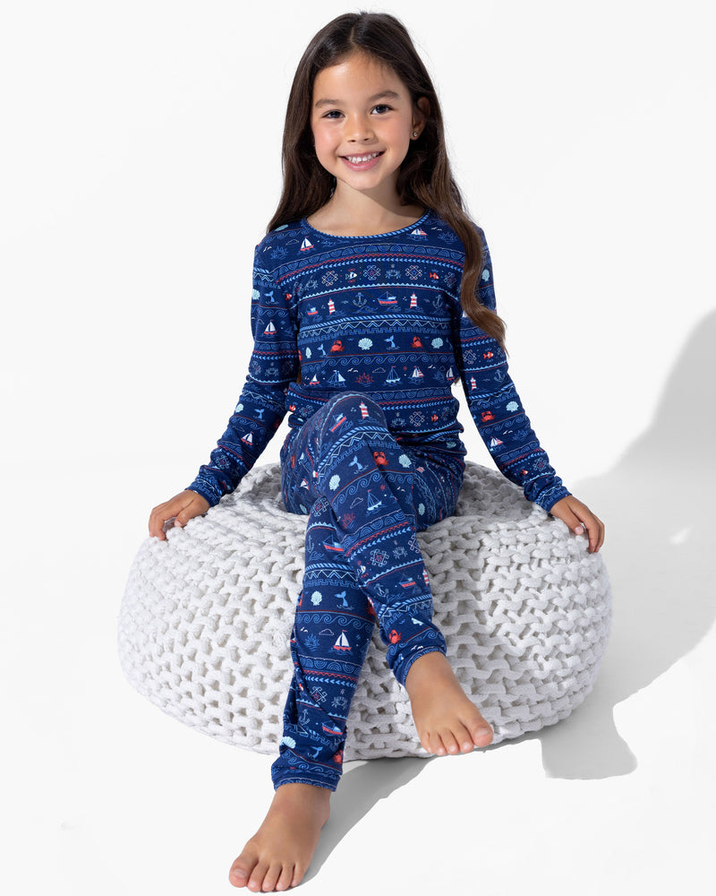 Sail Away Fair Isle Bamboo Kids Pajamas