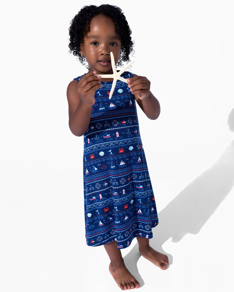 Sail Away Fair Isle Bamboo Girls' Sleeveless Dress