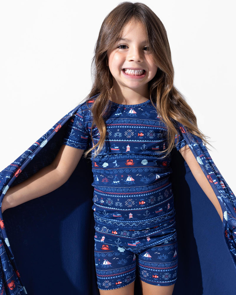 Sail Away Fair Isle Bamboo Kids Pajama Short Set