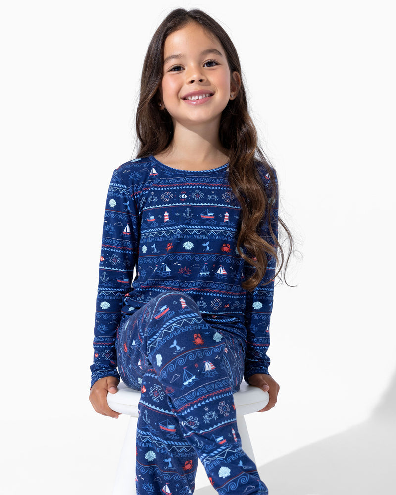 Sail Away Fair Isle Bamboo Kids Pajamas