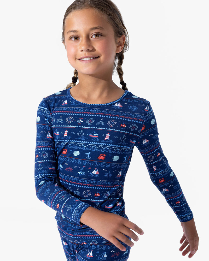 Sail Away Fair Isle Bamboo Kids Pajamas