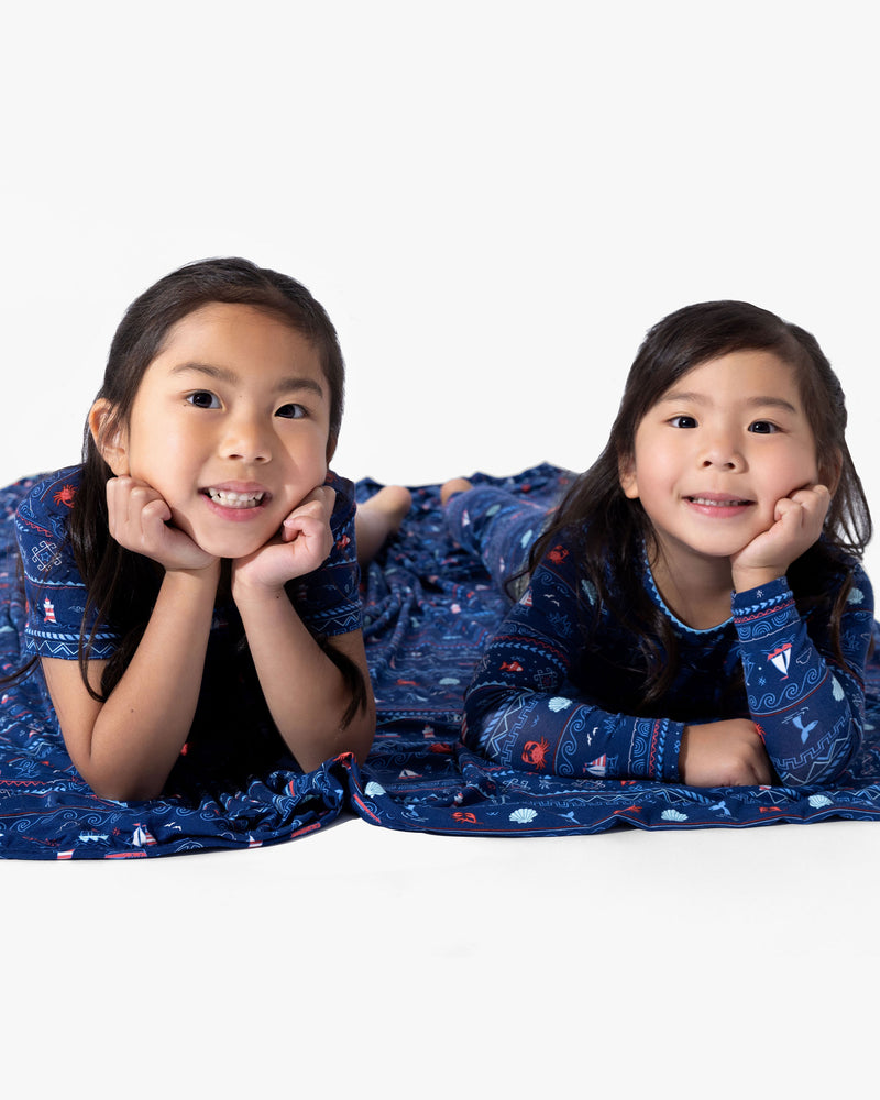 Sail Away Fair Isle Bamboo Kids Pajama Short Set