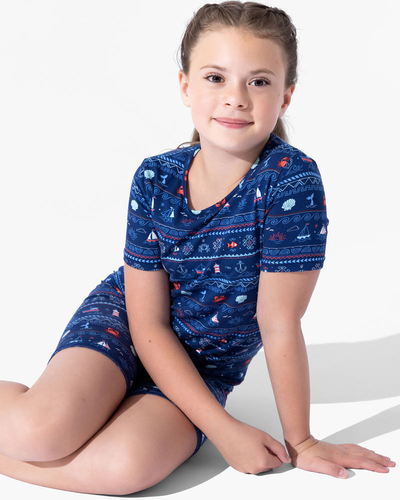 Sail Away Fair Isle Bamboo Kids Pajama Short Set