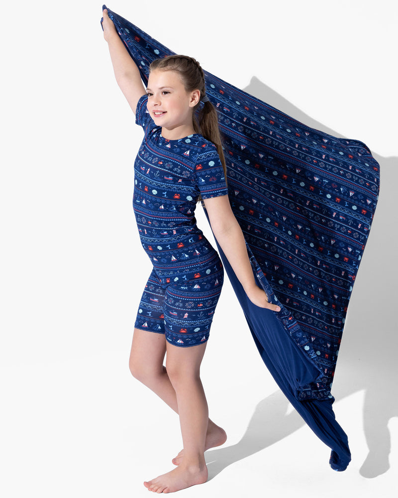 Sail Away Fair Isle Bamboo Kids Pajama Short Set