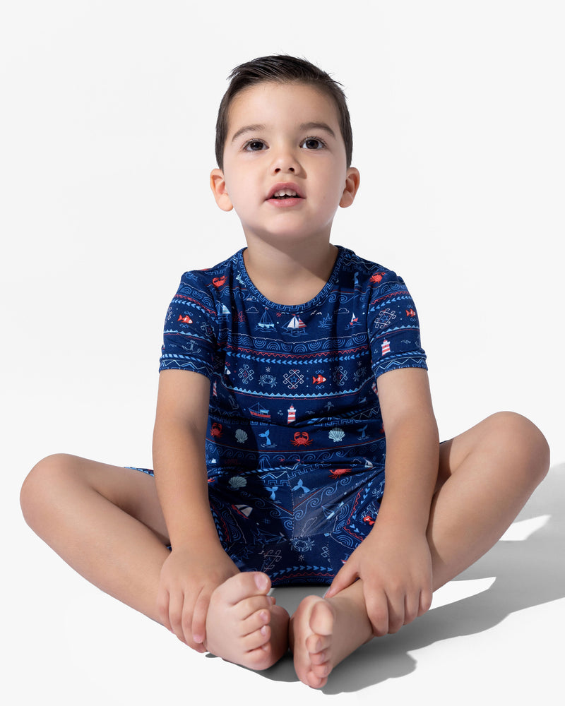 Sail Away Fair Isle Bamboo Kids Pajama Short Set