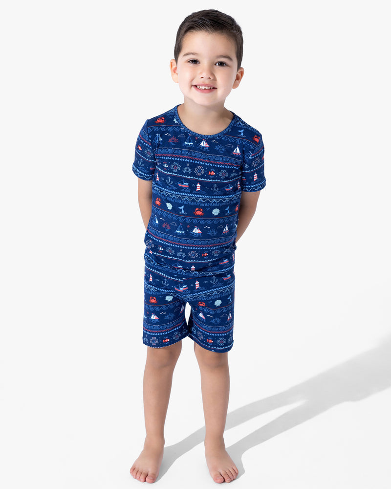 Sail Away Fair Isle Bamboo Kids Pajama Short Set