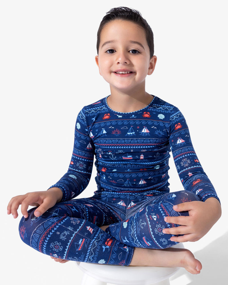 Sail Away Fair Isle Bamboo Kids Pajamas