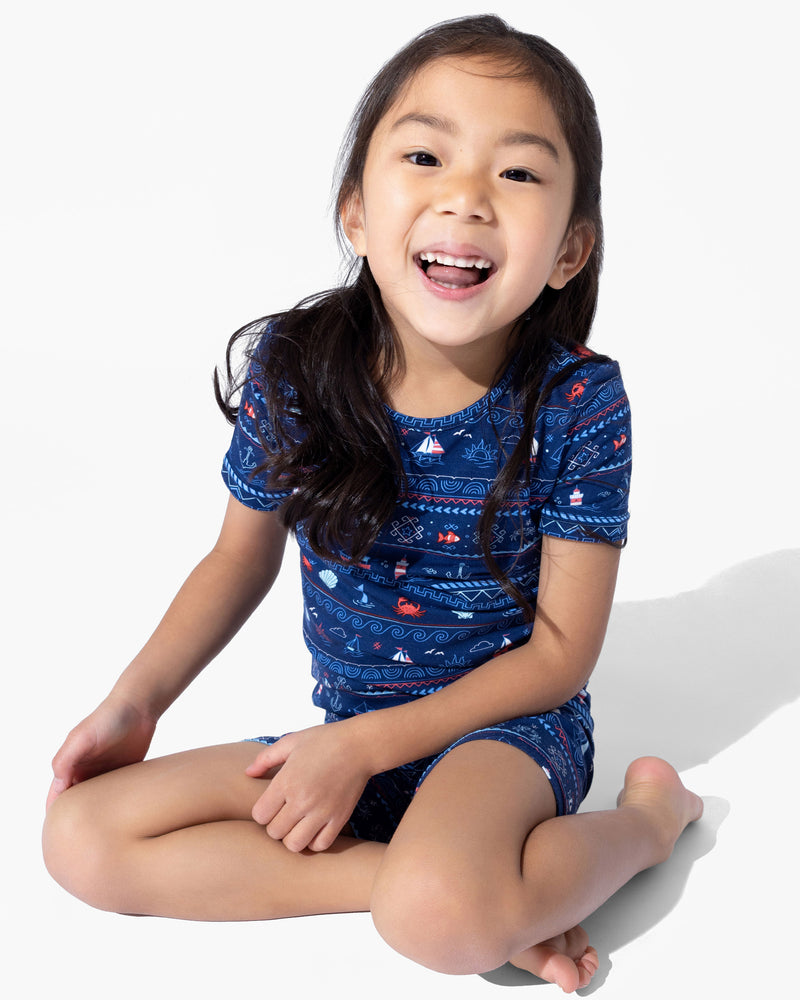 Sail Away Fair Isle Bamboo Kids Pajama Short Set