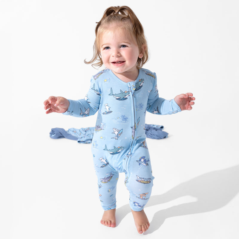 Shark School Bamboo Convertible Footie