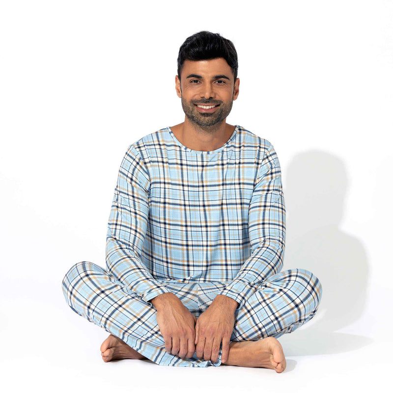 Holiday Plaid Blue Men's Pajama Set