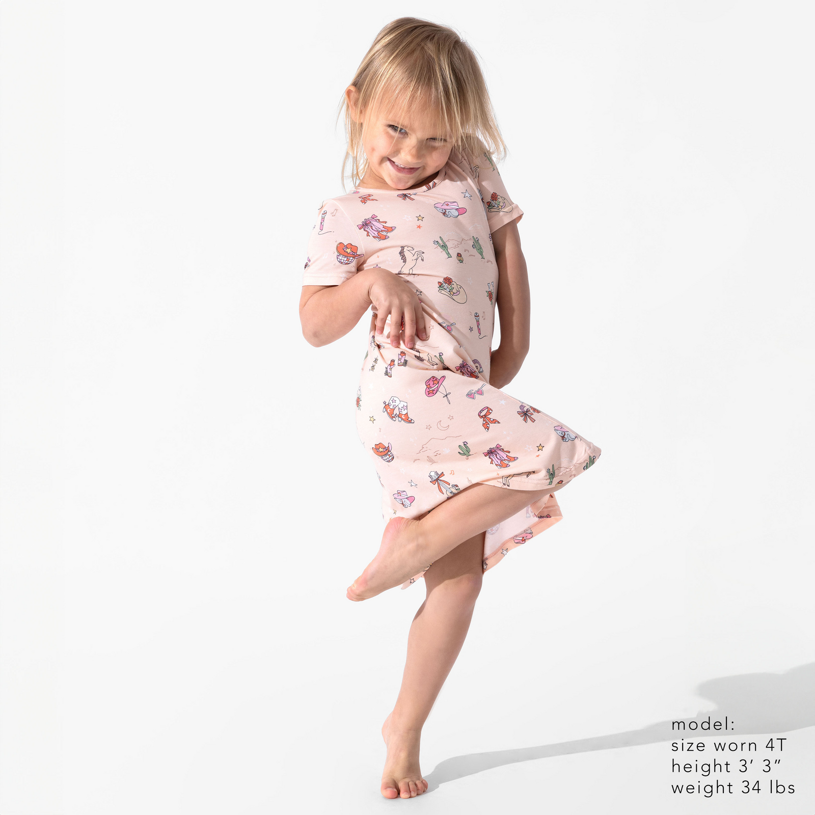 Cowgirl Bamboo Girls' Short Sleeve Dress