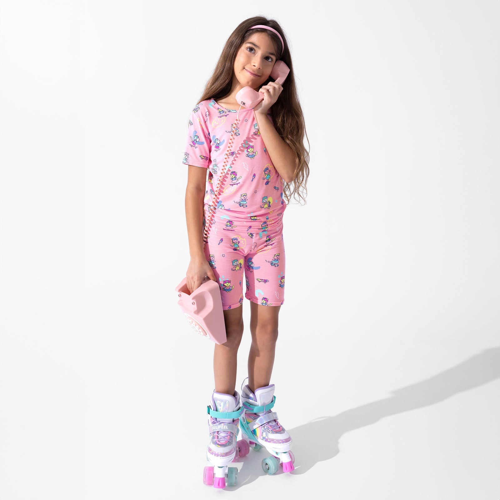 Skater Kitty Bamboo Kids Pajama Short Set