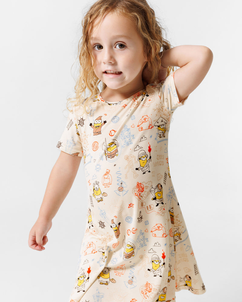 Minions: Sketch Through Time Bamboo Girls' Short Sleeve Dress