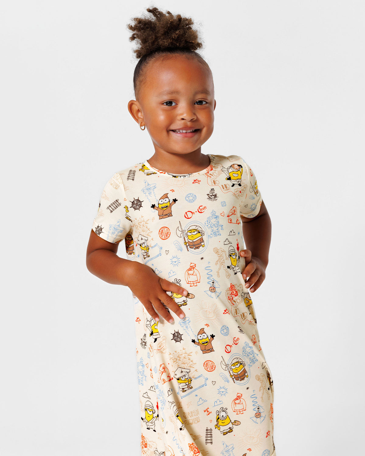 Minions: Sketch Through Time Bamboo Girls' Short Sleeve Dress