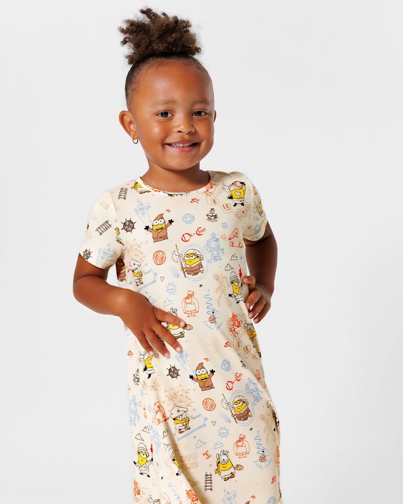 Minions: Sketch Through Time Bamboo Girls' Short Sleeve Dress