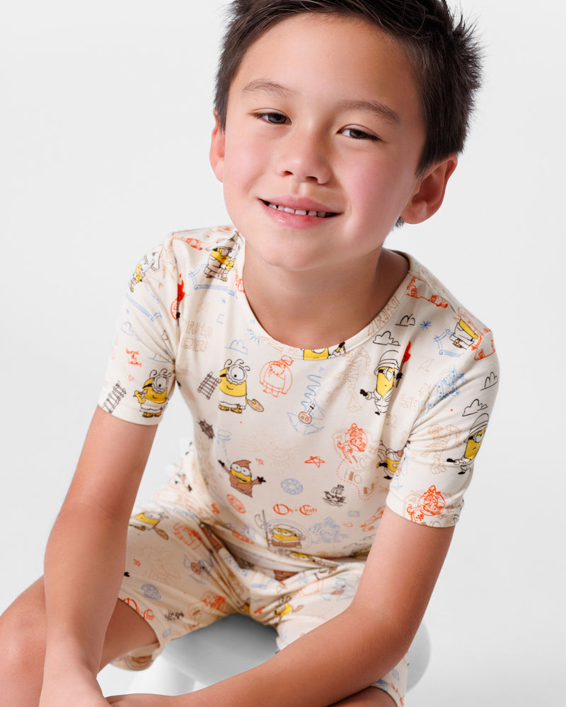 Minions: Sketch Through Time Bamboo Kids Pajama Short Set