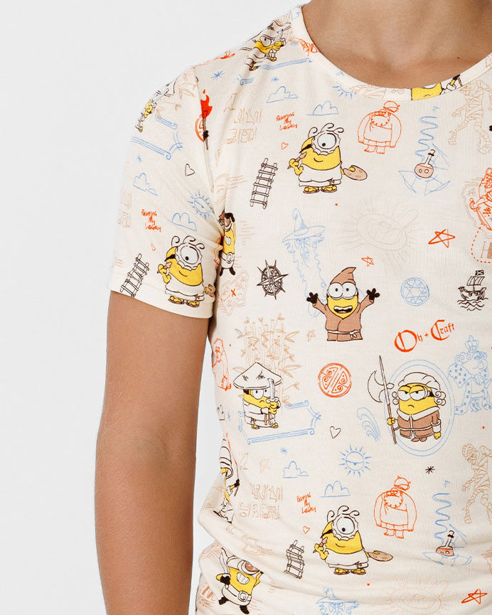 Minions: Sketch Through Time Bamboo Kids Pajama Short Set