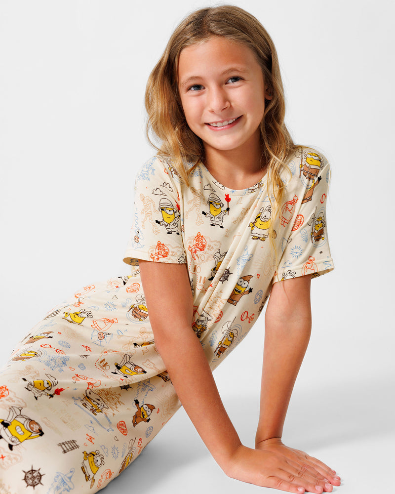 Minions: Sketch Through Time Bamboo Girls' Short Sleeve Dress