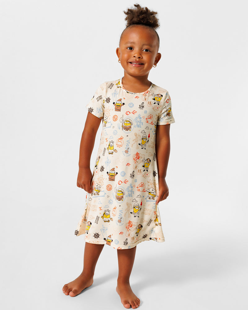 Minions: Sketch Through Time Bamboo Girls' Short Sleeve Dress