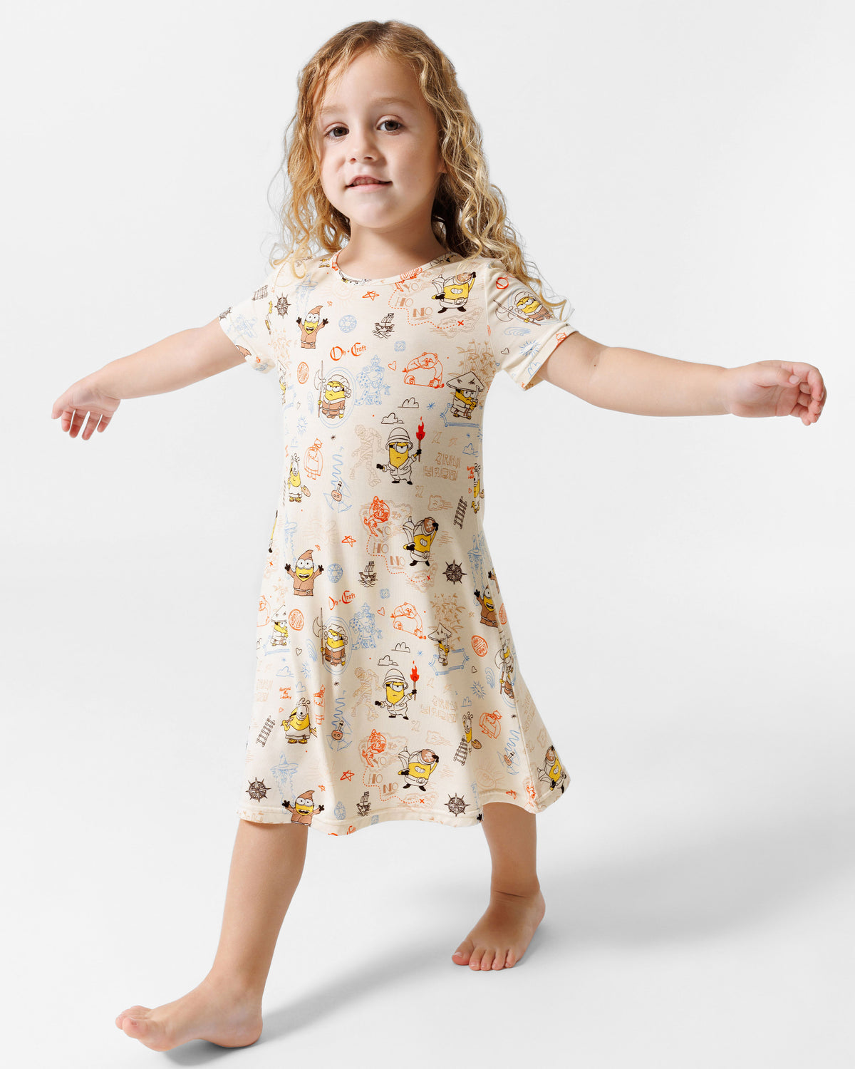 Minions: Sketch Through Time Bamboo Girls' Short Sleeve Dress