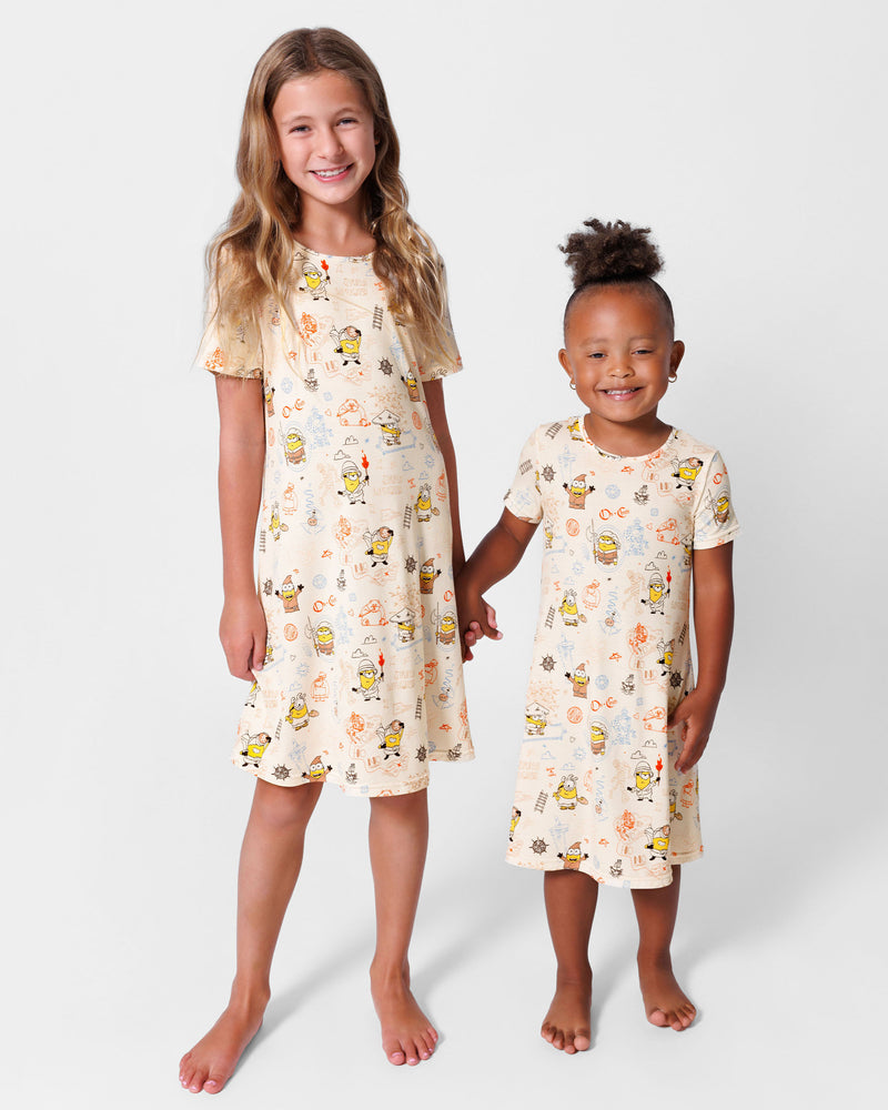 Minions: Sketch Through Time Bamboo Girls' Short Sleeve Dress