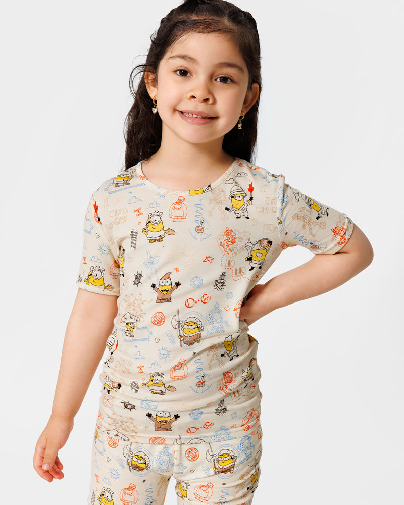Minions: Sketch Through Time Bamboo Kids Pajama Short Set