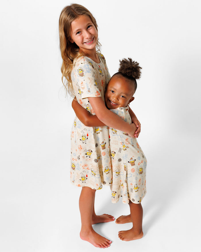 Minions: Sketch Through Time Bamboo Girls' Short Sleeve Dress