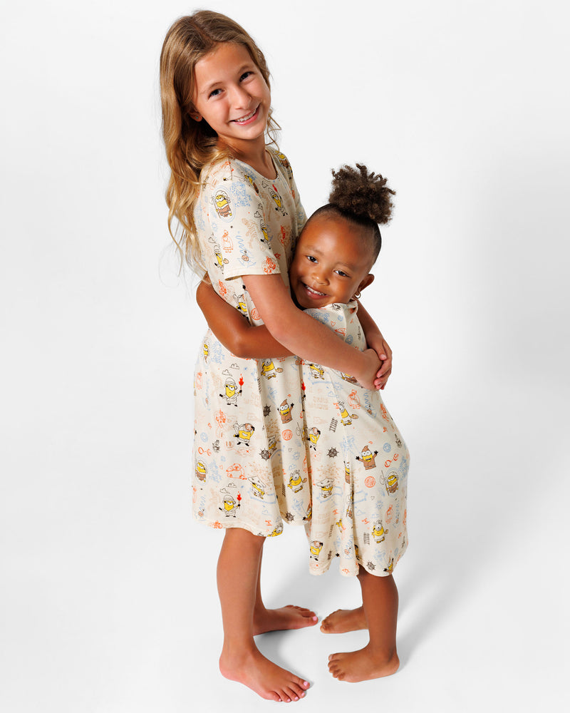 Minions: Sketch Through Time Bamboo Girls' Short Sleeve Dress