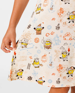 Minions: Sketch Through Time Bamboo Girls' Short Sleeve Dress