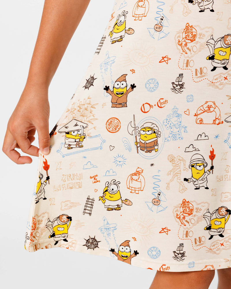 Minions: Sketch Through Time Bamboo Girls' Short Sleeve Dress
