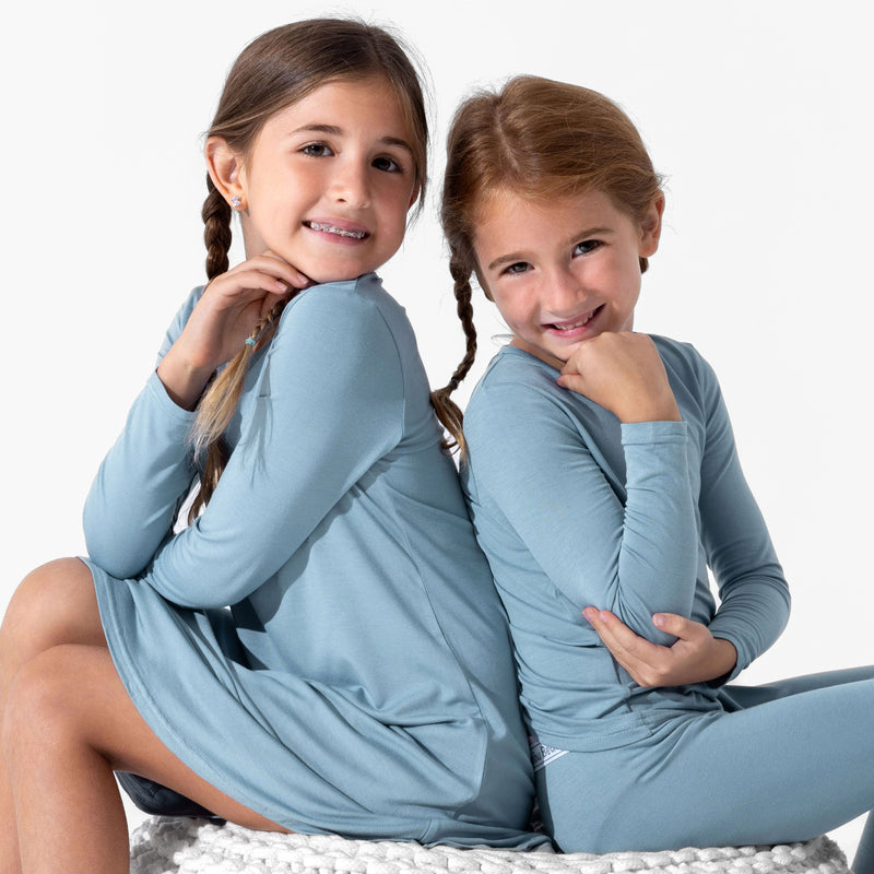 Oasis Teal Bamboo Girls' Long Sleeve Dress