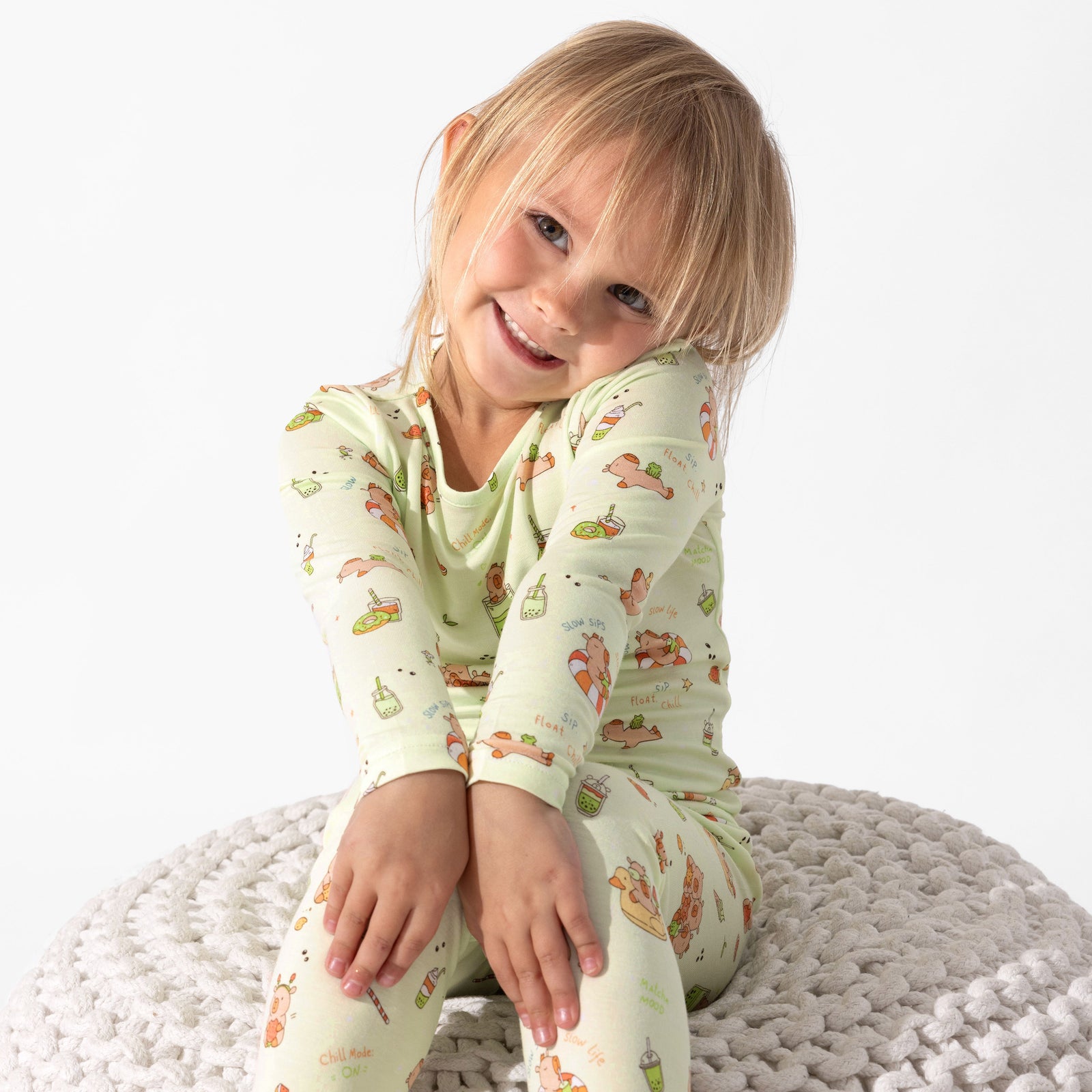 Capybara Boba Bamboo Kids Pajamas