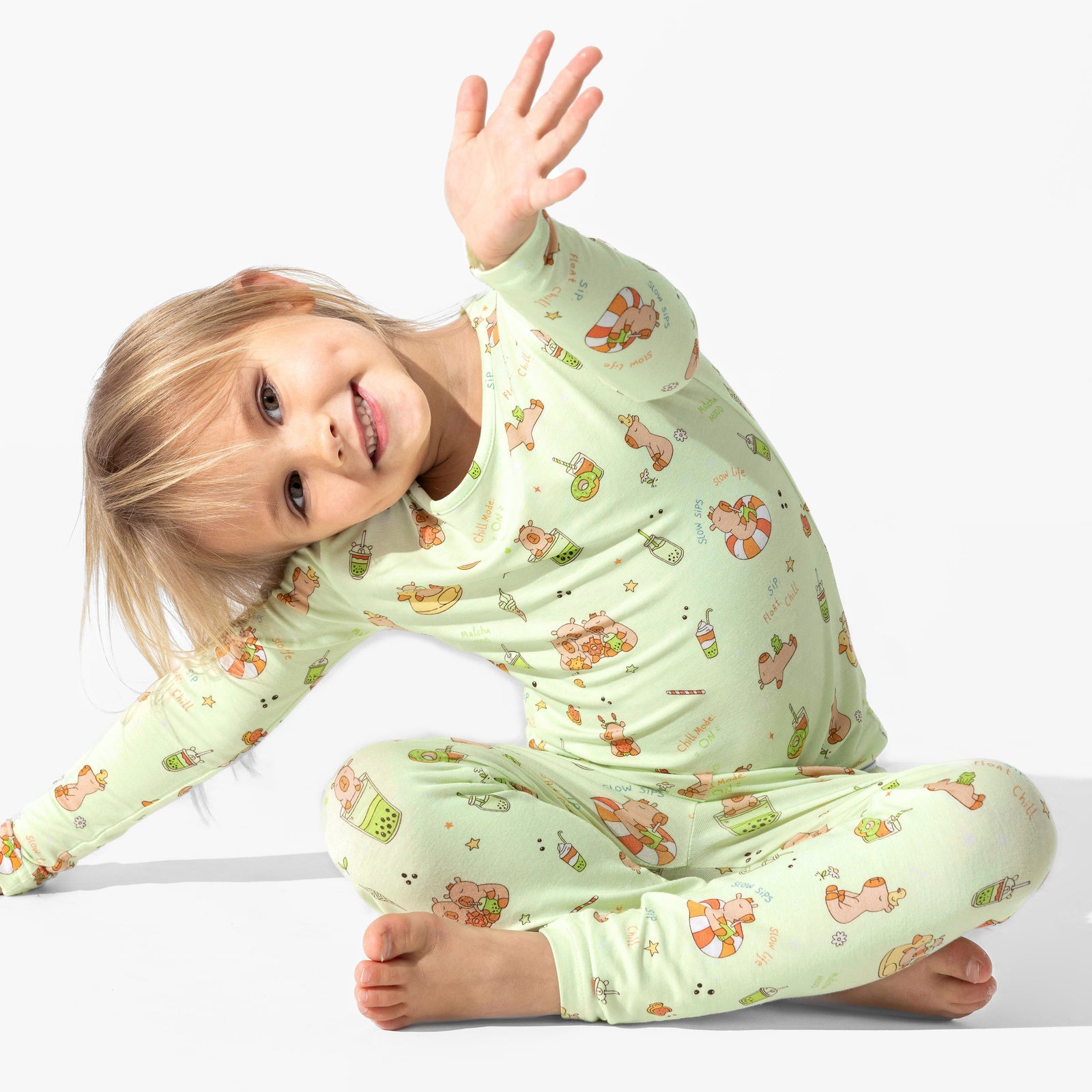 Capybara Boba Bamboo Kids Pajamas