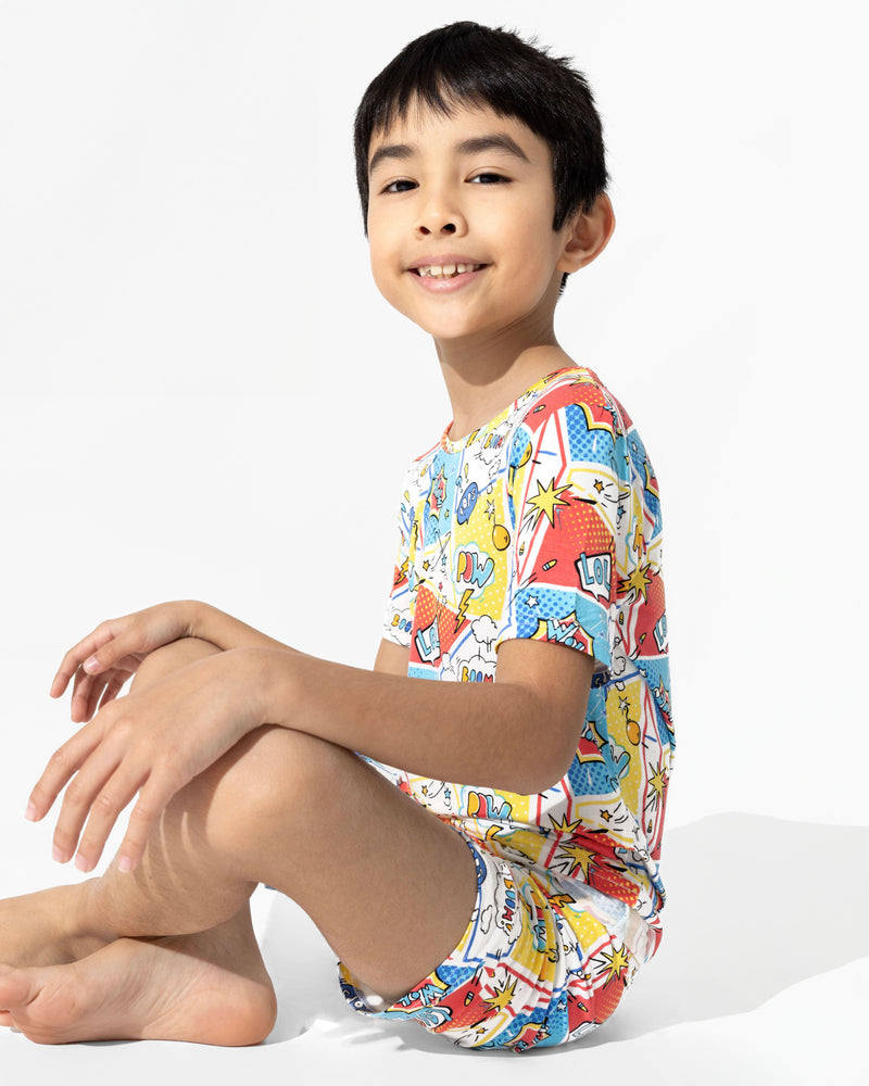 Comic Hero Bamboo Kids Pajama Short Set