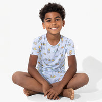 Easter Bunny Blue Bamboo Kids Pajama Short Set