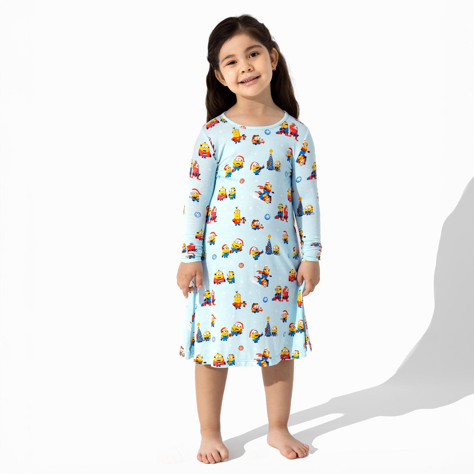 Merry Minions Holiday Bamboo Girls' Long Sleeve Dress