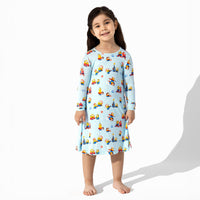 Merry Minions Holiday Bamboo Girls' Long Sleeve Dress
