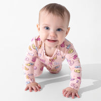 Candy Hearts Pink Bamboo Convertible Footie