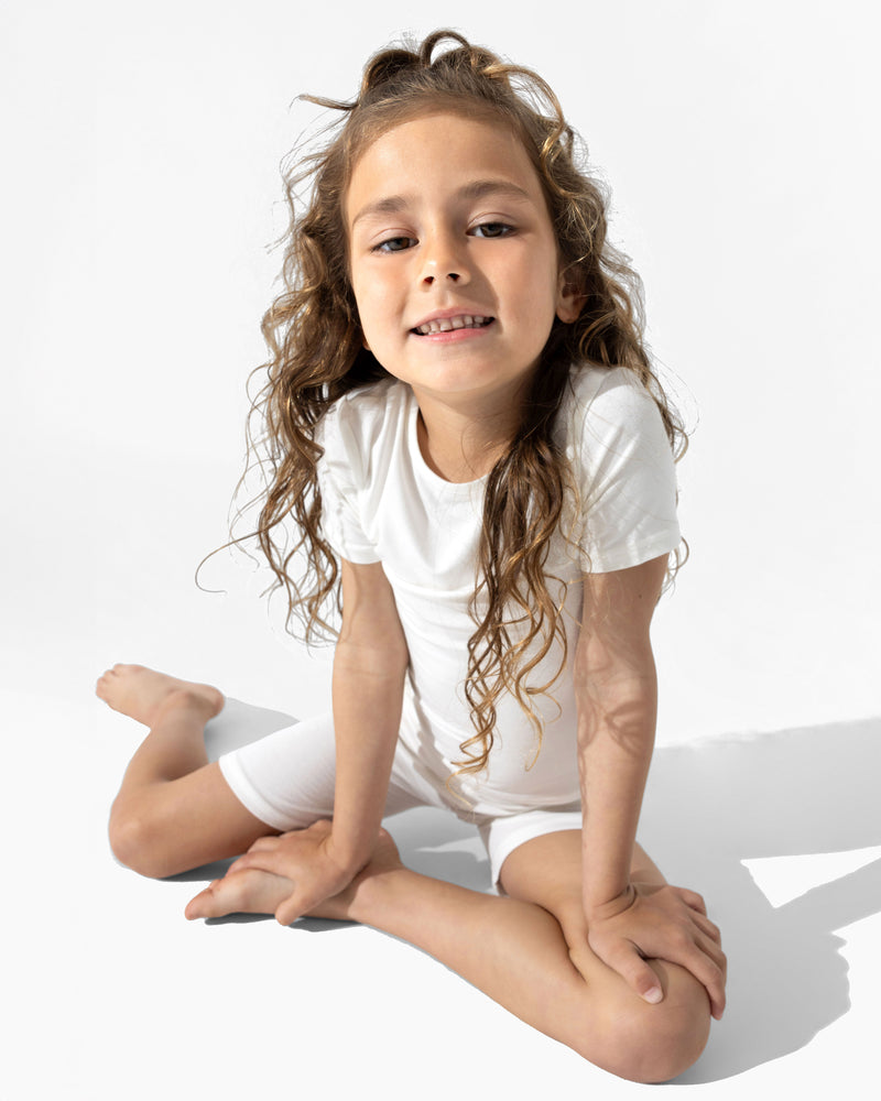 Milk White Bamboo Kids Pajama Short Set
