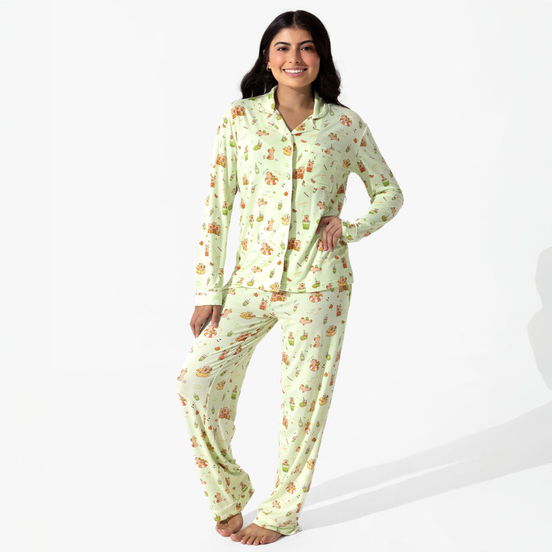 Capybara Boba Bamboo Women's Pajama Set